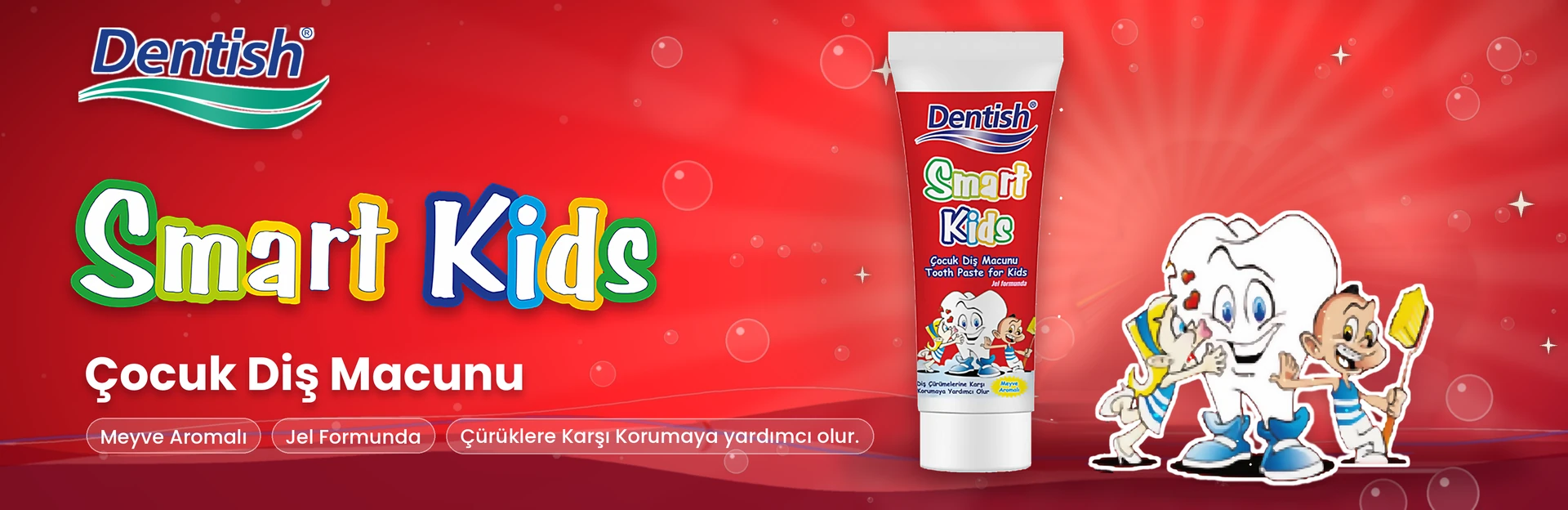 Dentish Smart Kids Çocuk Diş Macunu – Meyve Aromalı, Jel Formunda